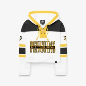 PITTSBURGH PENGUINS CUT THRU CROPPED '47 WOMEN'S SUPERIOR LACER HOOD