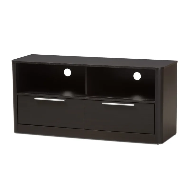Baxton Studio Carlingford Modern and Contemporary Espresso Brown Finished Wood 2-Drawer TV Stand | TV Stands | Modishstore