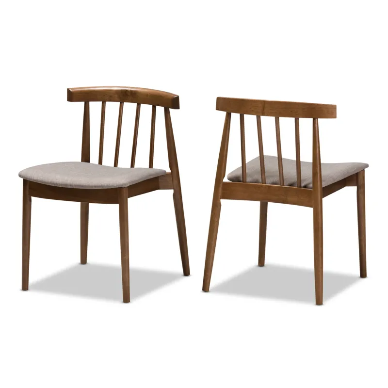 Baxton Studio Wyatt Mid-Century Modern Walnut Wood Dining Chair (Set of 2) | Dining Chairs | Modishstore