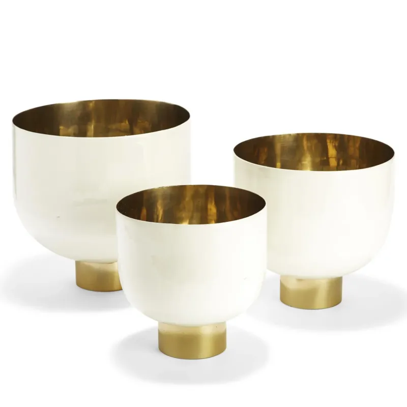 Dec. White Bowls W/Gold Base Set Of 6 By Tozai Home | Decorative Bowls | Modishstore - 1