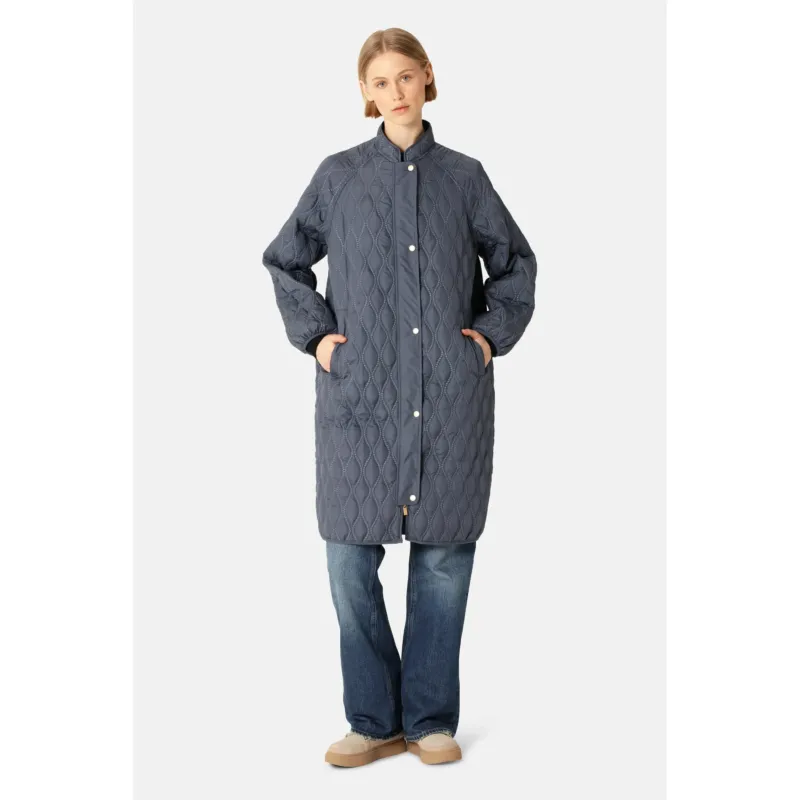 Long Padded Quilt Coat | Ombre Blue