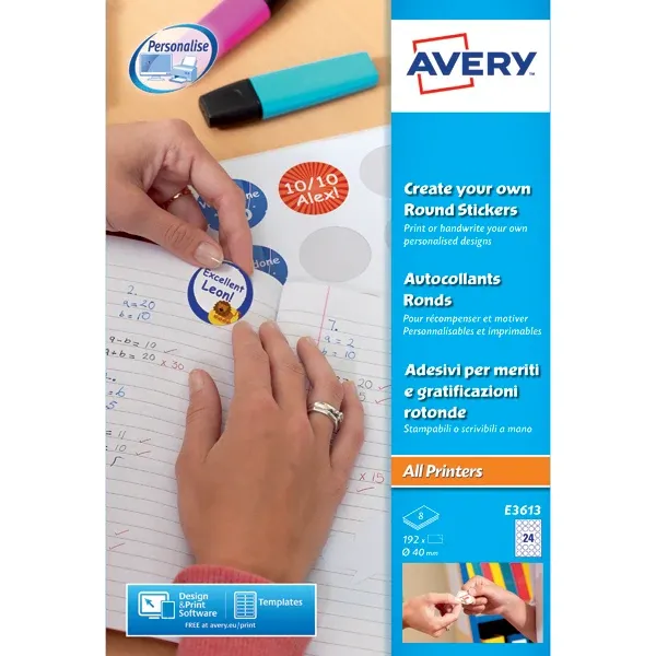 Avery Create Your Own Reward Stickers 8 Per Sheet (Pack of 192) E3613