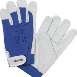 TECWERK Handschuhe Donau Gr. 8 natur/blau EN 388 PSA II Nappaleder Klettverschluss