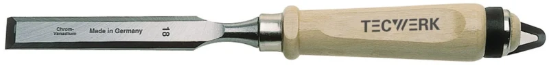 TECWERK Stechbeitel 4 mm mit Zwinge – CV-Stahl, Weißbuchenheft Ulmer Form
