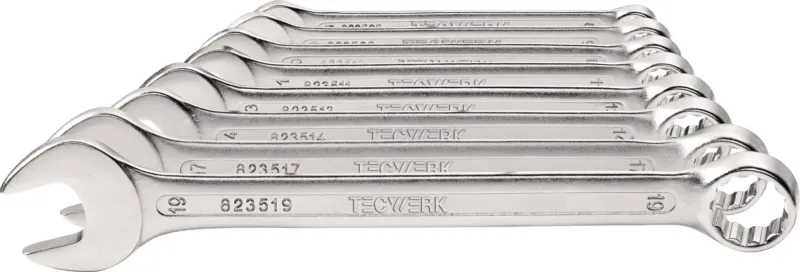 TECWERK Ringmaulschlüsselsatz 8-tlg. SW 8–19 mm Form A CV-Stahl