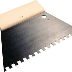 HAROMAC Kleberspachtel 128x180 mm Zahnung 6x6 mm – Rostfreier Edelstahl C2 mit Buchenholzgriff