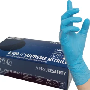 NITRAS SUPREME NITRILE Einweghandschuhe Gr. L blau – 100 Stück, puderfrei, EN 374