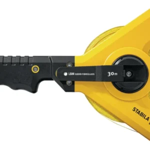 STABILA Rahmenbandmaß LBM 1000 FIBREGLASS 30 m – Glasfaserband, Universalhaken, cm-Skala
