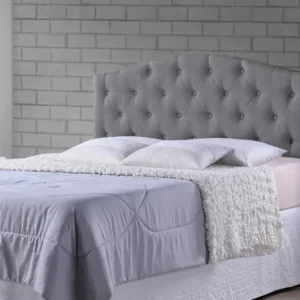 Baxton Studio Myra Modern and Contemporary Queen Size Grey Fabric Upholstered Button-tufted Scalloped Headboard | Headboards | Modishstore
