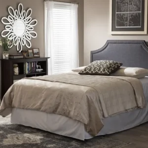 Baxton Studio Avignon Modern and Contemporary Dark Grey Fabric Upholstered Queen Size Headboard | Modishstore | Headboards