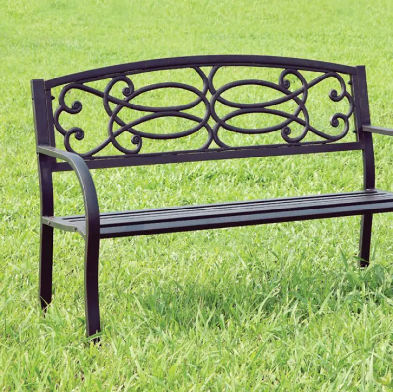 Potter Armrests Patio Bench, Black By Benzara | Outdoor Stools & Benches | Modishstore