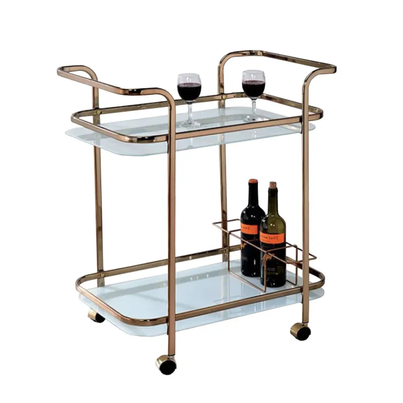 Tiana Contemporary Serving Cart In Champagne Finish By Benzara | Bar Carts | Modishstore