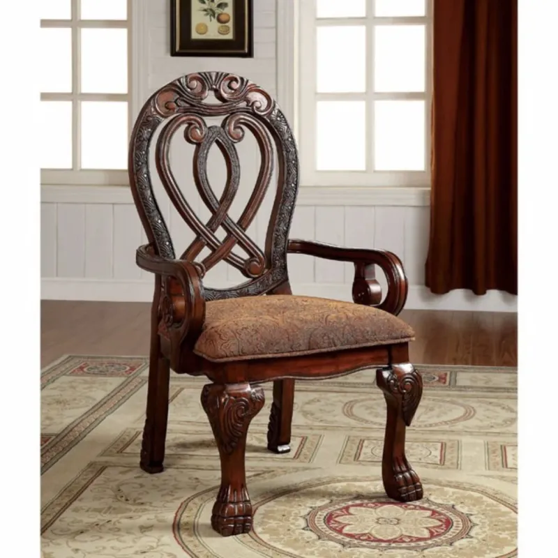 Wyndmere Traditional Arm Chair, Cherry Finish, Set Of 2 By Benzara | Armchairs | Modishstore