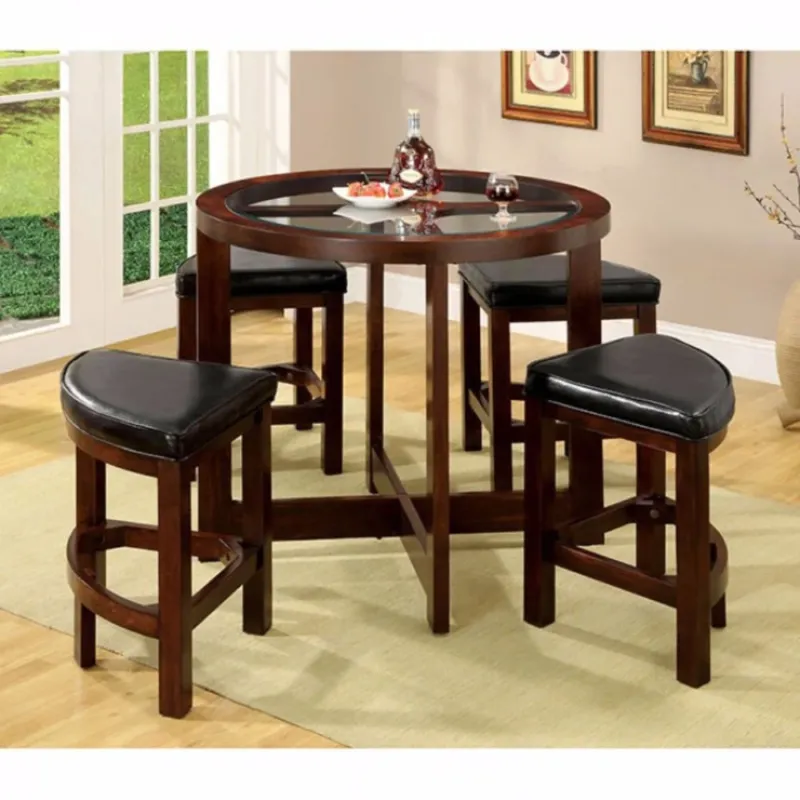 Crystal Cove I Quaint Virile 5 Piece Counter Height Table Set, Dark Walnut | Dining Sets | Modishstore
