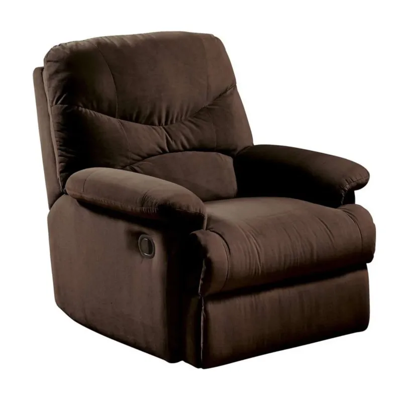 Arcadia Microfiber Glider Recliner, Chocolate Brown By Benzara | Chairs & Recliners | Modishstore