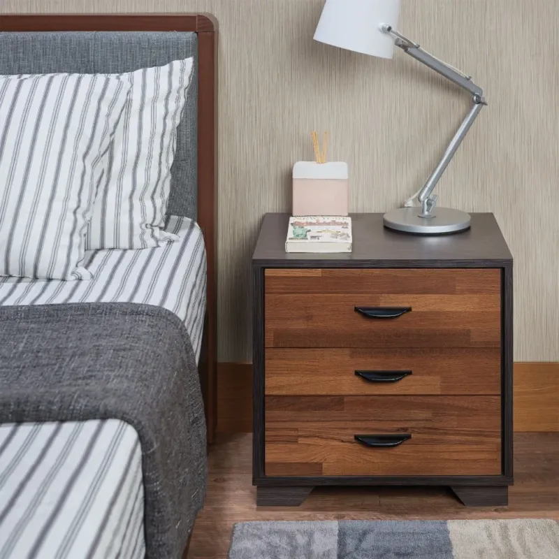Rectangular 3 Drawers Wood Nightstand By Eloy, Brown By Benzara | Nightstands | Modishstore