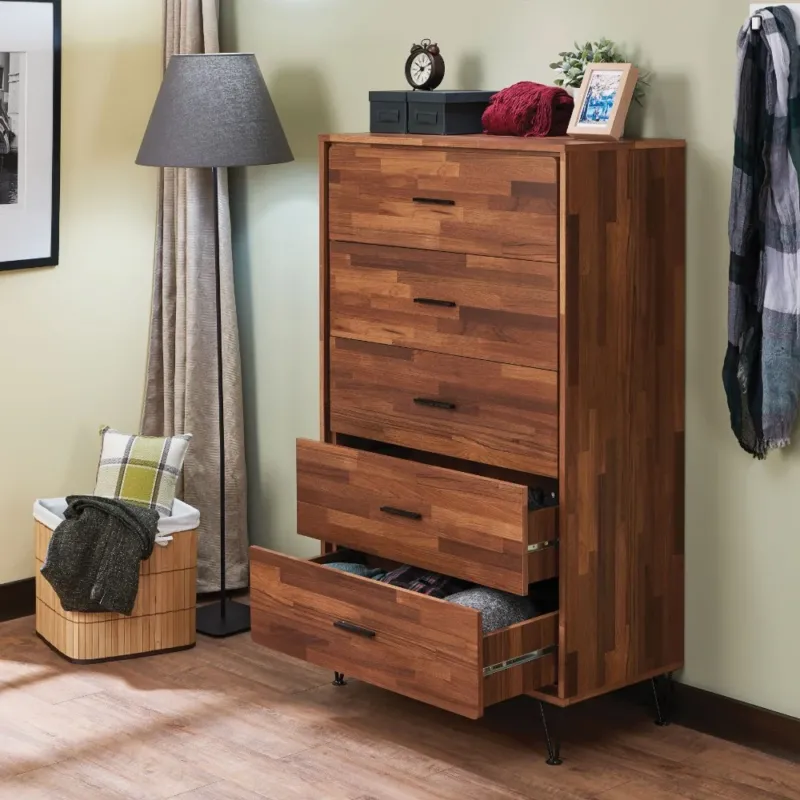 Enchanting Wooden Chest With 5 Drawers, Walnut Brown By Benzara | Drawers | Modishstore