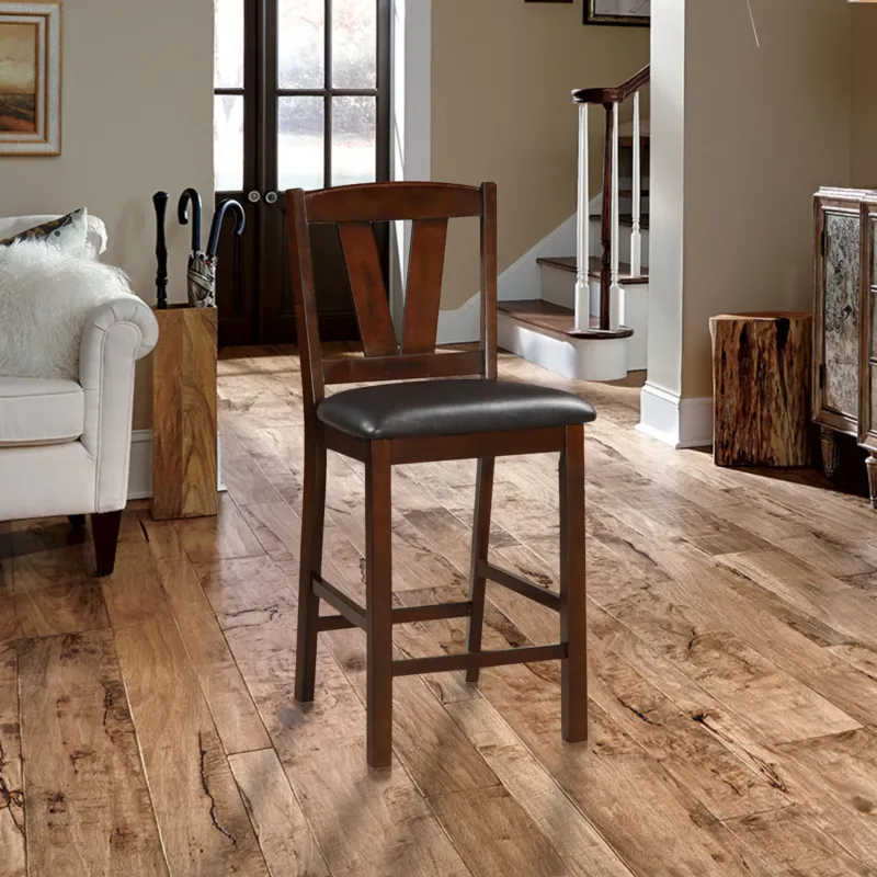 Rubber Wood Counter Height Armless Chair, Dark Walnut Brown, Set Of 2 By Benzara | Counter Stools | Modishstore