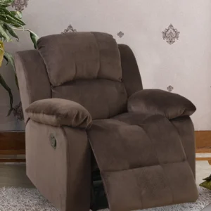Rocker Recliner In Choco Brown Suede Fabric By Benzara | Chairs & Recliners | Modishstore