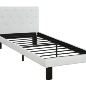 Faux Leather Upholstered Full Size Bed With Tufted Headboard, White By Benzara | Beds | Modishstore