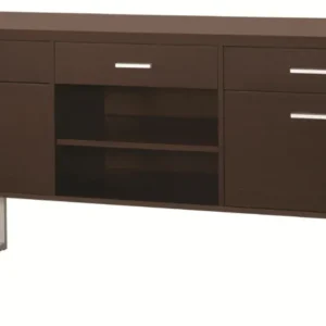 5 Drawer Credenza Desk, Cappuccino By Benzara | Desks | Modishstore