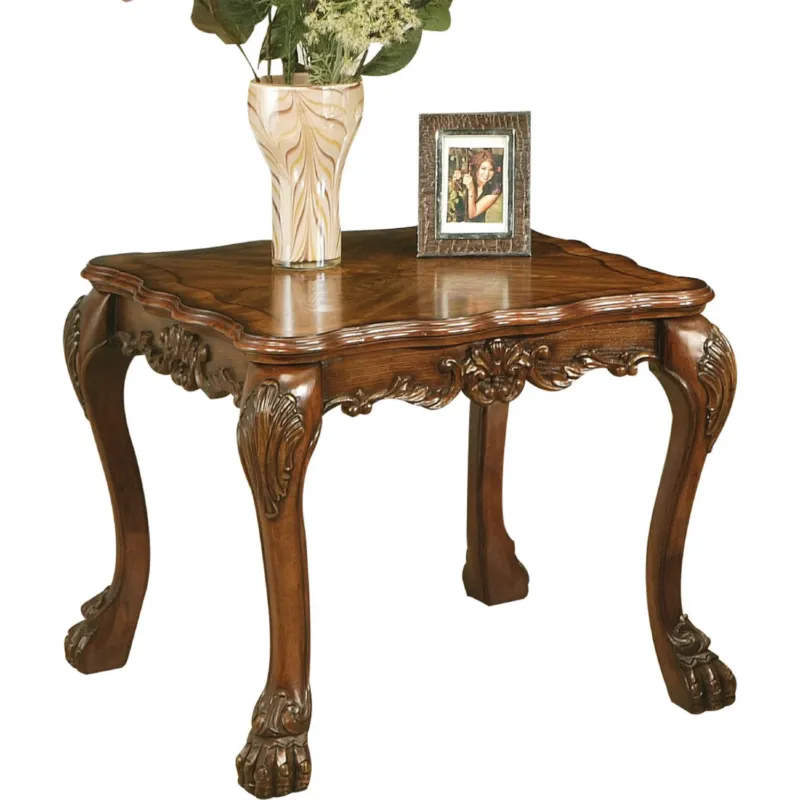 Wooden End Table In Traditional Style , Cherry Oak Brown By Benzara | Side Tables | Modishstore