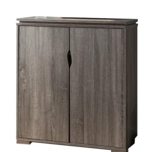 Wooden Shoe Cabinet With Spacious Storage, Distressed Gray By Benzara | Cabinets | Modishstore