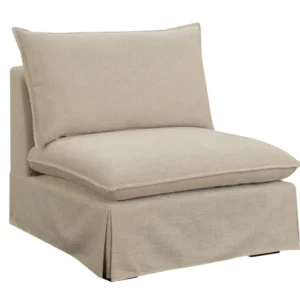 Fabric Upholstered Armless Chair With Padded Cushions In Beige By Benzara | Lounge Chairs | Modishstore - 2