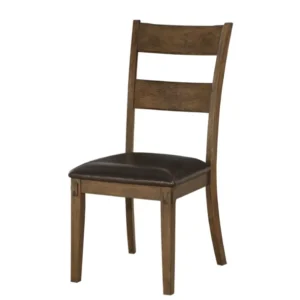 Flared Panel Back Side Chair With Leatherette Seat, Set Of 2, Brown By Benzara | Accent Chairs | Modishstore