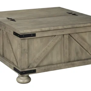 Farmhouse Cocktail Table With Lift Top Storage And Crossbuck Details, Gray By Benzara | Coffee Tables | Modishstore