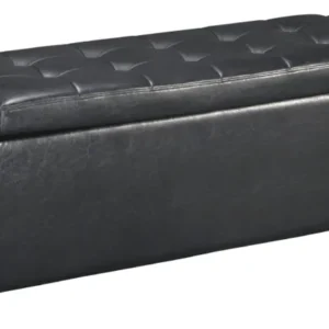 Leatherette Upholstered Storage Bench With Button Tufted Details, Black By Benzara | Benches | Modishstore