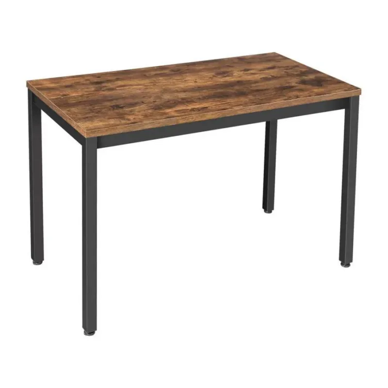 Wooden Top Writing Desk With Tubular Metal Legs, Rustic Brown And Black By Benzara | Desks | Modishstore