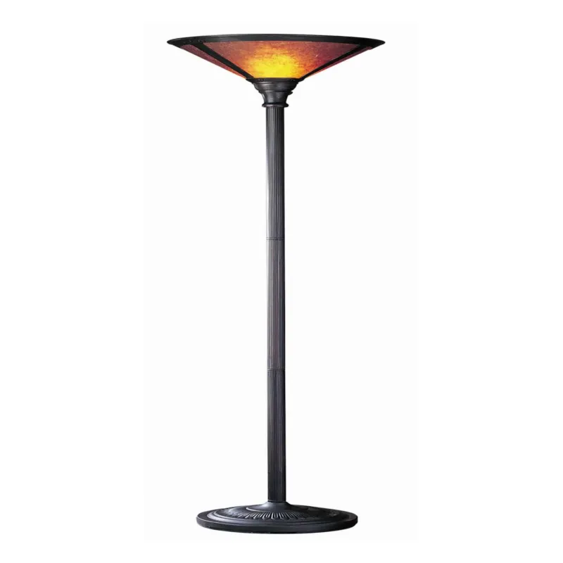 3 Way Metal Body Torchiere Lamp With Conical Mica Shade, Bronze By Benzara | Table Lamps | Modishstore