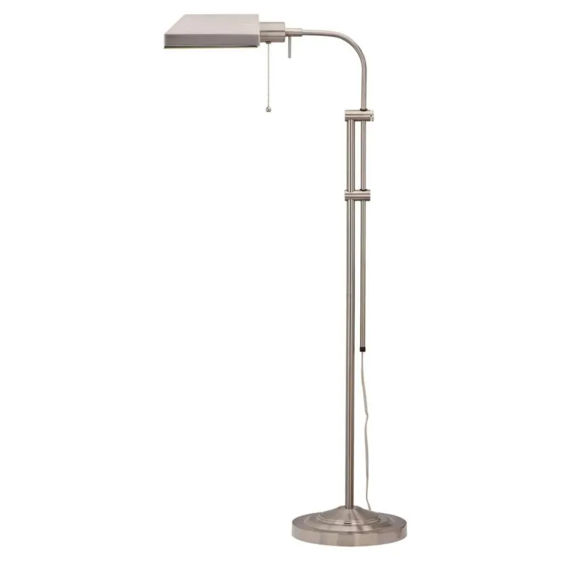Metal Rectangular Floor Lamp With Adjustable Pole, White By Benzara | Floor Lamps | Modishstore