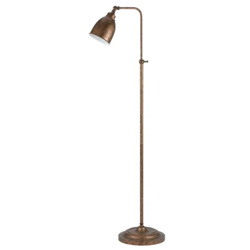 Metal Round 62" Floor Lamp With Adjustable Pole, Bronze By Benzara | Floor Lamps | Modishstore