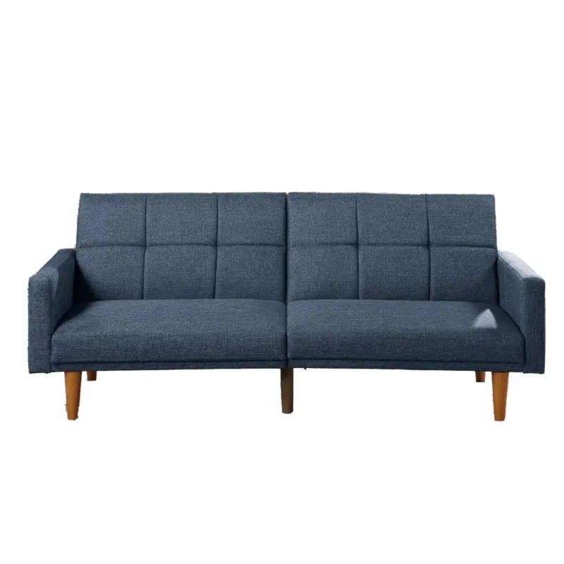 Fabric Adjustable Sofa With Square Tufted Back, Blue By Benzara | Sofas | Modishstore