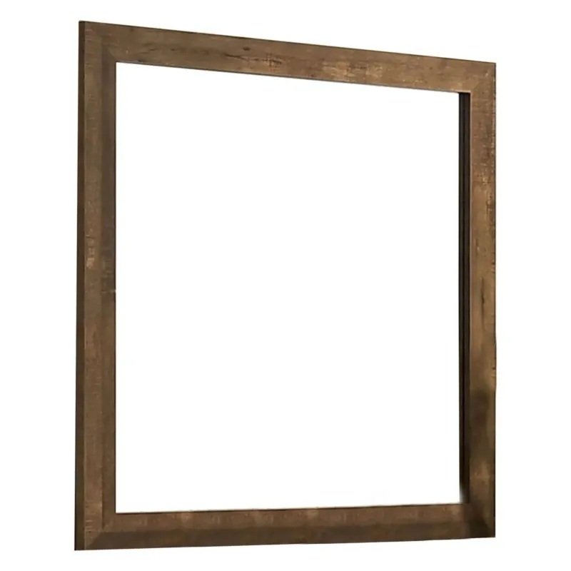 39 Inch Square Wooden Frame Rustic Mirror, Walnut By Benzara | Mirrors | Modishstore