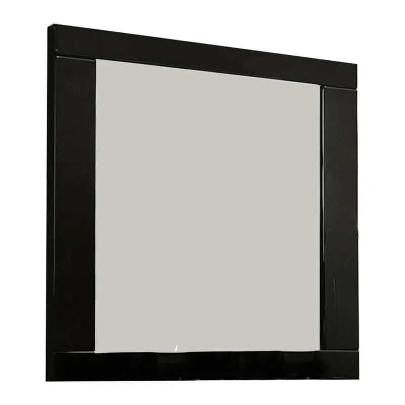 37 Inch Rectangular Mirror With Wooden Frame, Black By Benzara | Mirrors | Modishstore