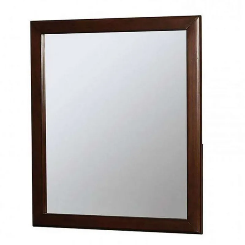 32 Inch Transitional Style Wooden Frame Mirror, Cherry By Benzara | Mirrors | Modishstore
