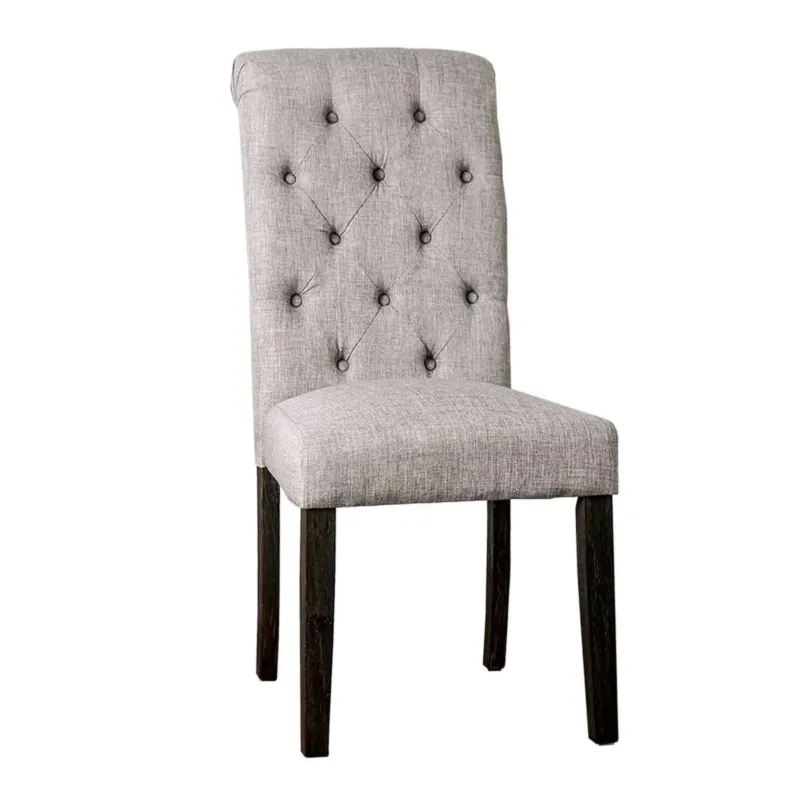 Side Chair With Button Tufted Backrest, Set Of 2, Gray By Benzara | Side Chairs | Modishstore