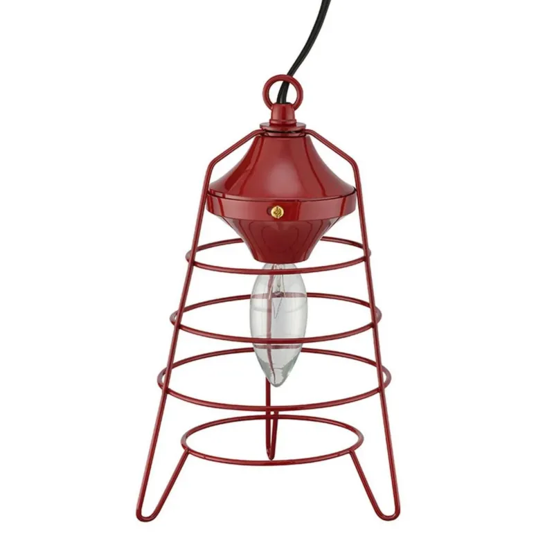 Lantern Table Lamp With Open Metal Frame, Red By Benzara | Table Lamps | Modishstore