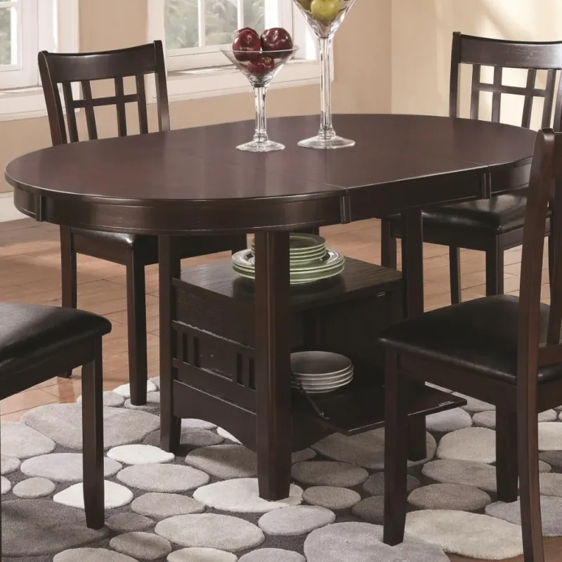 Wooden Dining Table With Storage Compartment, Espresso Brown By Benzara | Dining Tables | Modishstore