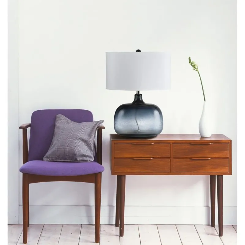Cal Lighting BO-2263TB 150W 3 Way Christi Navy Blue Glass Table Lamp | Modishstore | Table Lamps
