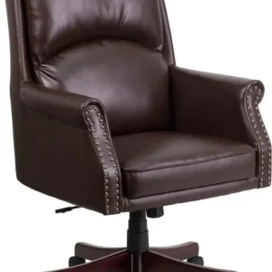 Flash Furniture High Back Pillow Back Brown Leather Executive Swivel Office Chair | Office Chairs | Modishstore - 1