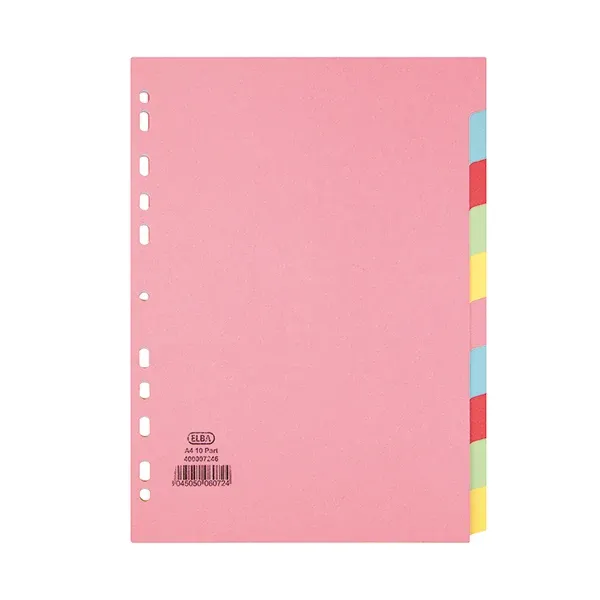 Elba-10 Part Card Divider Recycled Manilla A4 Assorted 400007246