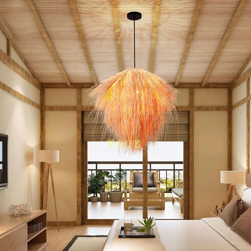 Bamboo Wicker Rattan Straw Pendant Light By Artisan Living | ModishStore | Pendant Lamps | 12090