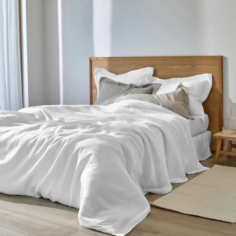 Housse de couette à bords plats blanc optique