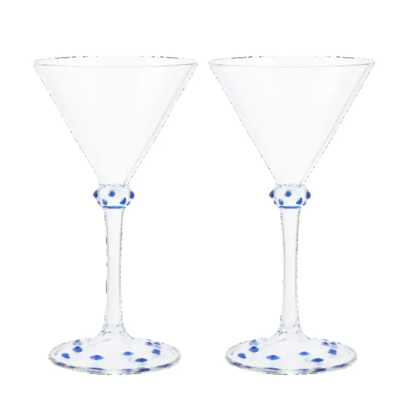 Blue Pom Martini Glass Set of two-Issy Granger