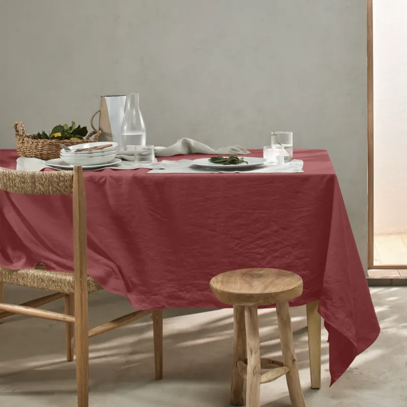 Nappe basique rectangulaire sur mesure en lin brique