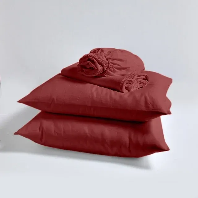 Ensemble de draps en lin lavé Brique